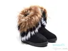 Fashion Fox Fur Warm Autumn Winter Wedges Snow Women Boots Shoes GenuineI Mitation Lady Short Boots Casual Long Snow Shoes size 362378