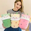 25/30/40cm Cute Cartoon Milk Tea Bear Bubble Tea Cup Shaped Pillow Plush Toys Real-life Stuffed Soft Back Cushion Funny Boba Food