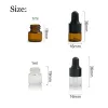 Flacon compte-gouttes en verre ambré transparent vide de 1ML flacons d'huile essentielle d'aromathérapie rechargeables portables