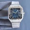 블루 스퀘어 망 시계 40mm 제네바 정품 스테인레스 스틸 기계식 시계 케이스 팔찌 패션 자동 날짜 시계 남성 손목 시계 Montre De Luxe 방수