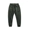 Men's Pants Heavy Knitted Men 's American Retro Distressed Winter Style With Fleece Sports Leisure Tappered Sweatpants