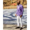 Men's Suits 2022 Arrival Purple Men Slim Fit Tuxedos Pants Tailored Prom Party Wedding Formal Vetement Homme For Blazer Sets