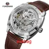 Montres-bracelets Montre-bracelet Forsining Hommes Automatique Montre-bracelet mécanique Busins Classique Stainls Bracelet en acier Montre squelette pour horloge masculine