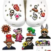 Acessórios de peças de sapato Moq 100 Pcs Bad Bunny Pattern Croc Charms 2D Soft Pvc Clog Moda Fivelas Decorações Fit Men Sandals Kids Dhd0R