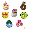 Accessoires de pièces de chaussures Moq 100Pcs Lovely Donut Cartoon Croc Charms Buckles 2D Soft Rubber Clog Pins Buttons Charm Decorations Fit Dhhmb