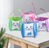 Borsa di Pasqua per ragazze Bomboniera papillon Cesto di coniglietto Coniglio di cartone animato Orecchie lunghe Secchio Seersucker Borse di caccia alle uova di Pasqua Borse per bambini Decorazione di nozze Borsa regalo