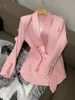 Ternos femininos 2022 Estilo Star Vestido Moda Moda Botão de Cetim de Cetado Blazer Mulheres Casual Casual