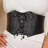 Belts Fashion Wide Belt Front Tie Up Leather Elastic Corset Women Faux Waist All Match Dress Girl Clothes Decoration