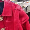 Kvinnor l￤der 2023 Spring Autumn Jacket Kvinnor Fashion Short Coat Lregular Snake Metal Jackets PU Outwear Loose Coats