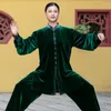 Vêtements ethniques Velours Wushu Costume d'arts martiaux Taichi Performance Tenue Automne Hiver Velours Tai Chi Uniforme TA1889