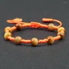 Strand Women Natural Yellow Tiger Eye Stone Handmade Stretch Braided Knot Adjustable Bracelet For Men Yoga Jewelry