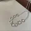 Chains Real 925 Sterling Silver GEO Circles Linked Chain Choker Necklace Women Jewelry Kolye Collare Collier Ketting Bijoux Femme Colar