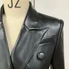 Kvinnors kostymer h￶gkvalitativa produkter Europa och USA 2022 Autumn Winter Leather Jacket Fashionabla Ladies Blazer