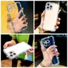 Luxur Crystal Rhinestone Soft TPU -fall för iPhone 15 14 Pro Max 13 Plus 12 11 Diamond Clear Transparent Bling Fine Hole Camera Lens Protector Lady Mobile Back Cover Clur