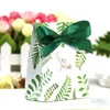 Enveloppe cadeau 50pcs Boîte en papier Candy Feuilles vertes Fonction d'emballage au chocolat Faveur et boîtes Jungle Hawaiian Wedding Decoration