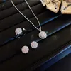 Ketting oorbellen set super flash ring roteerbare microset zirkon titanium staal kleurfast bruiloft verjaardag high-end sieraden geschenken