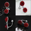 Body Arts 14G Reverse Rose Belly Button Rings For Women 316L Stainless Steel Curved Navel Ring Jewelry Drop Delivery Health Beauty T Dh2Tb