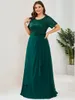 Mor till brudklänningarna plus size aftonklänning U Neck Glitter Party Dress Ep1818