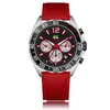 손목 시계 Swish Green Sport Quartz Watch Men Chronograph Minute 24 시간 캘린더 날짜 방수 고무 밴드 선물 손목 시계 상자