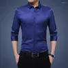 Men's Casual Shirts Plus Size 5XL Solid Business Formal Shirt For Men High Quality Silky Long Sleeve Mens Fashion Korean Dress Ropa Hombre