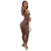 Designer Women Jumpsuits Slim Sexy Finger Suit Solid Color One Piece Pants Open Back Split Small Horn Rompers 7 Colours