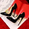クラシックブランドハイヒールシューズレディースポンプ赤い光沢のあるボトム8cm 10cm 12cm薄いかかとは、箱とダストバッグ34-44で結婚式の靴を尖らせます