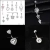 Body Arts 10Pcs Dangle Belly Button Rings Kit Fashionable Stainless Steel Navel Barbells Cz Piercing Jewellery For Women Drop Delive Dhmow