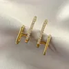 Dangle Earrings 2022エレガントなメタルU字型シルバーカラー女性ファッションジュエリークリスタルイヤリングガールズアクセサリー