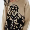 Men's Sweaters Retro Hip Hop Sweater Vintage Street Boys' Jacquard O-neck Oversize Knitting Gothic Grunge Men's Pullover Women's