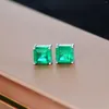 Studörhängen Cmajor Sterling Silver Solid S925 Fine Jewelry Fashion Emerald Square Temperament Cubic Zircon Classic for Women