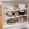 Hooks Stainless Steel Storage Shoe Rack Adjustable Extendable Double Layer Dishes Kitchen Under Sink Multifunction Shelf