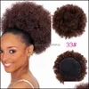 Coda di cavallo Capelli ricci sintetici Coda di cavallo Afroamericano Breve Afro Kinky Wrap Dstring Puff Coda di cavallo Estensioni Drop Delivery Produc Dhht5