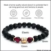 Fili di perline Designer Fashion 8Mm Occhio di tigre Braccialetti con perline in pietra naturale Testa di Buddha Albero della vita Charms Chakra Nce Bracciale St Otovi