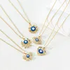 S3362 Mode sieraden Goud vergulde email Evil Eye Pendant ketting Hart Zonvlinderblauwe ogen Choker kettingen