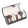 LinTimes New Black Color 3 Slot Watch Box Travel Case Wrist Roll Jewelry Storage Collector Organizer281g