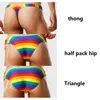 Heren shorts WG74 zomer regenboog sexy strakke lage taille mannen badpakken halfpakket hip bikini's gay string badkleding zwembroekrozen