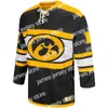 College Hockey Wears Nik1 XFLSP 2022 College Custom Iowa Hawkeyes Stitched Hockey Jersey 12 William Ciannella 5 Benjamin Grote 11 William Jeffers 24 Greg Johnson