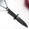 Anhänger Halsketten Männer Frauen Punk Edelstahl Schwarz Messer Dolch Kette Halskette