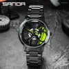 Montre-bracelets Sanda pour hommes créatifs en acier inoxydable personnalisé Wheel Watch Super Car imperméable Relogie Masculino