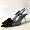 Spring and summer sandals 2023 Pleated Baotou Pointed High Heel Thin Heel Sexy Transparent Back Air Versatile Fairy Single Shoes