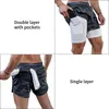 Men's Shorts New Sport Double-deck Jogging Running 2 IN 1 s GYM Fitness Workout Pants Man Y2211