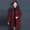 Women's Fur Women Solid Winter Middle-aged Warm Hooded Long Thick Jacket Coat Outwear Utility Lightweight