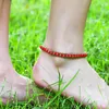 Anklets Fashion Fax Rope Braided Anklet 여성 크리스탈 풋 체인 반주한 돌 구슬 보석 보헤미아 비치 요가 벨