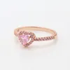 Womens Elevated Heart Ring Äkta Sterling Silver med Original Box för Pandora Rose Gold Love Hearts CZ Diamond Förlovningsringar Flickvän presentsmycken