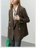 Kadın Suits Moda Blazers Kadın Ofisi Zarif Gidişli Ceket Kadın Kore Yabancı Günlük Sokak Katları Blazer Mujer