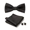 Bow Ties Drop Fit Formal Party Silk Butterfly Tie Pocket Squares Cufflink Set Bowtie Box Male Polka Dot Ivory