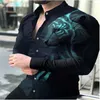 Men's Casual Shirts Autumn 2022 Men's Shirt Long Sleeve Slim Button Lapel Men Tops Fashion 3D Golden Flower Print Noble Prom S-6XL