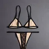 2024 Bikini de dos piezas cortavientos traje de baño clásico conjunto de bordado de letras de encaje Sexy para mujer