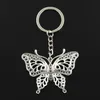 Fashion diameter 30mm Key Ring Metal Key Chain Keychain Jewelry Antique Silver Plated hollow butterfly 60 48mm Pendant261i