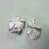 Pendanthalsband PM1324 10st Purple Druzy Crystal Amethysts Slice Silver Plated Free Form smycken